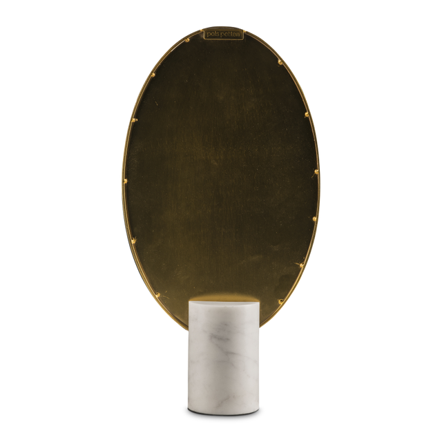 Oval Mirror with marble Base - White