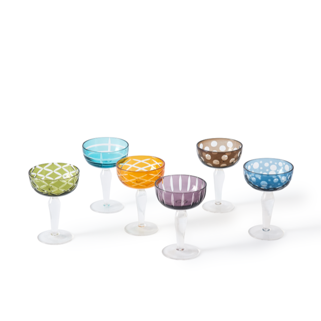 Multicolour Cuttings Coupe Glasses