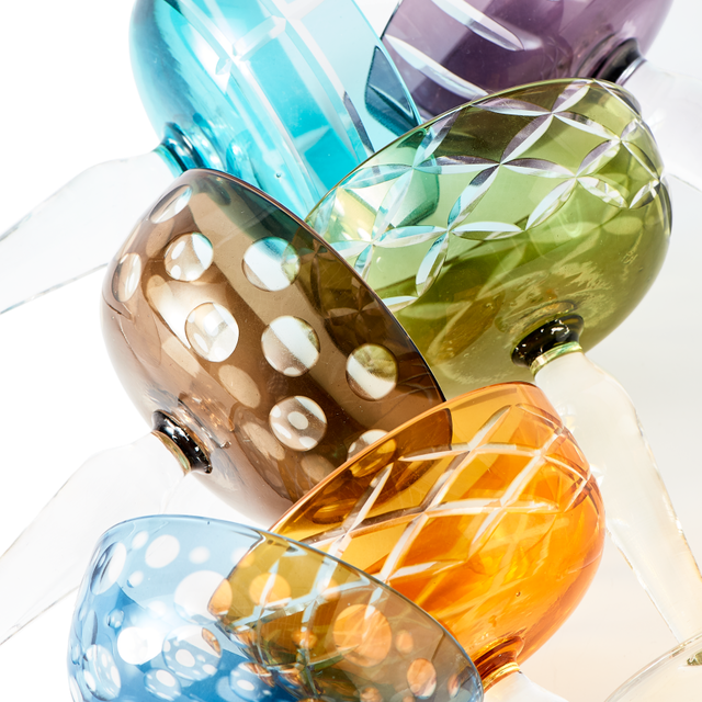 Multicolour Cuttings Coupe Glasses