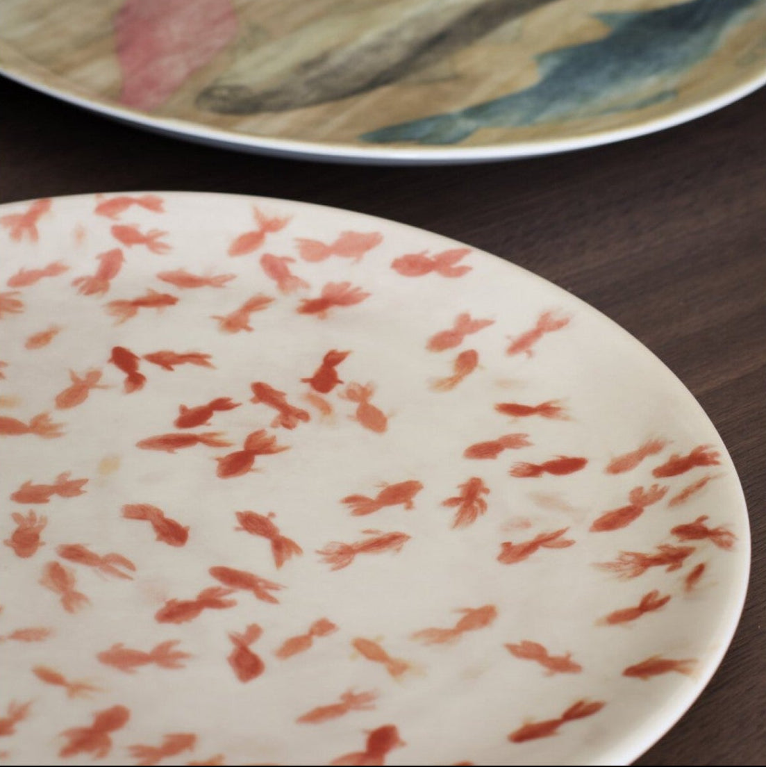 The White Snow Kingyo Serving Plate