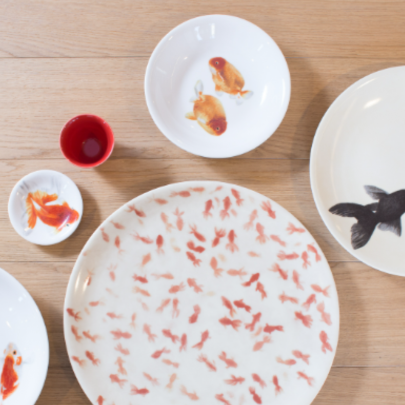 The White Snow Kingyo Serving Plate