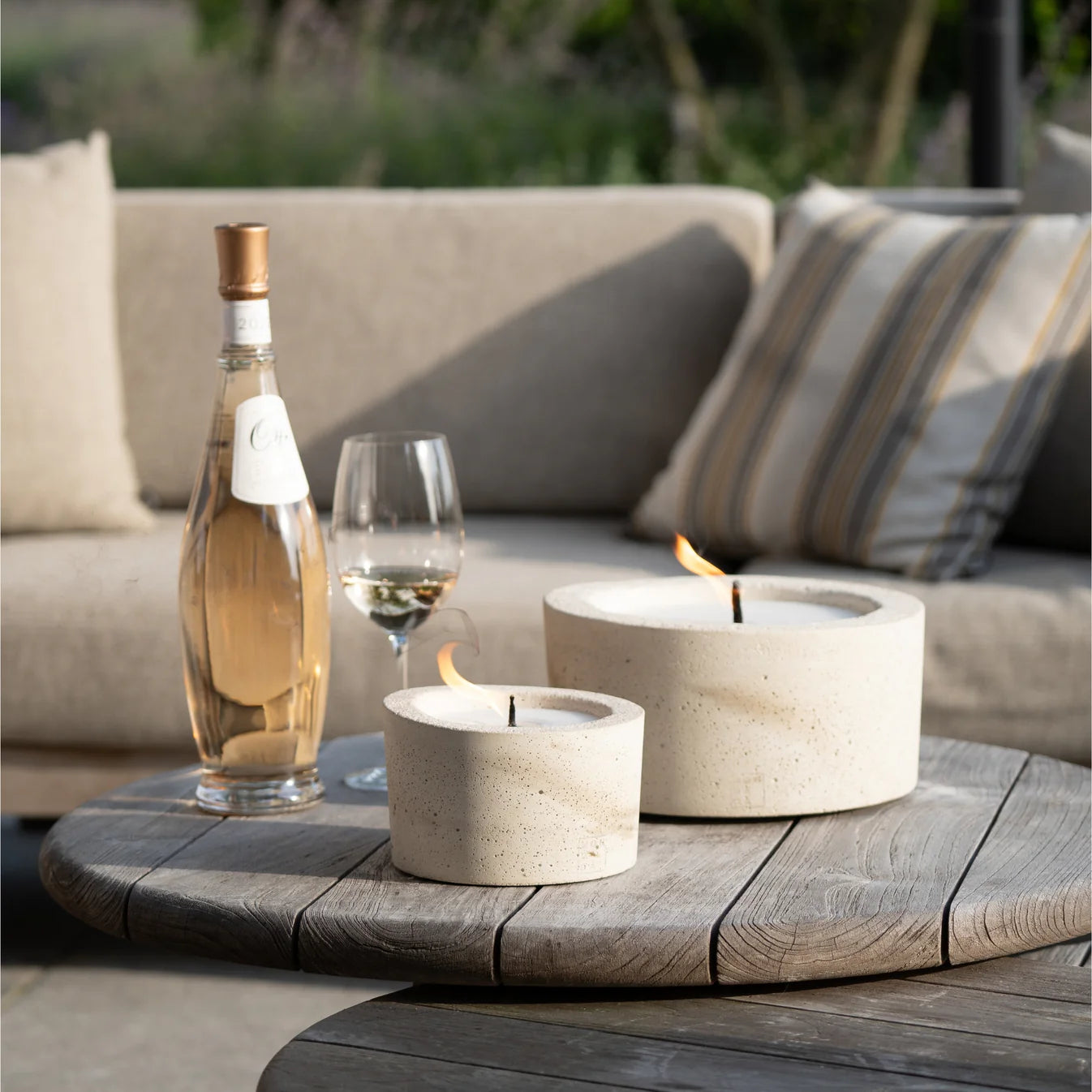 Urban Outdoor Table Candle Two- Ecru