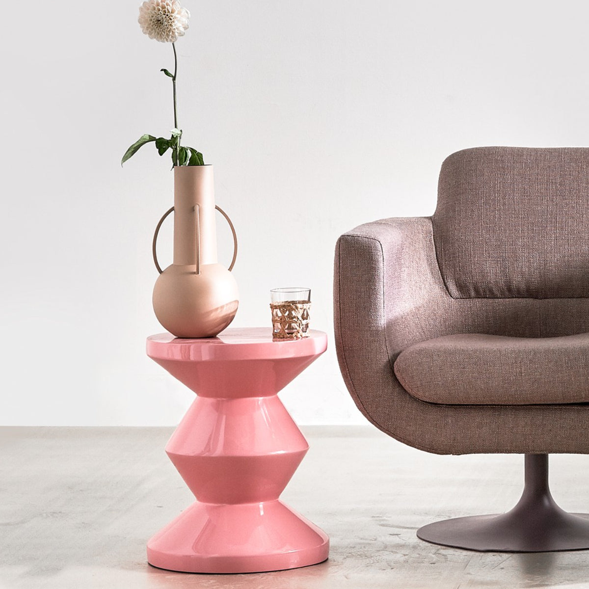 Zig Zag Light Pink Stool
