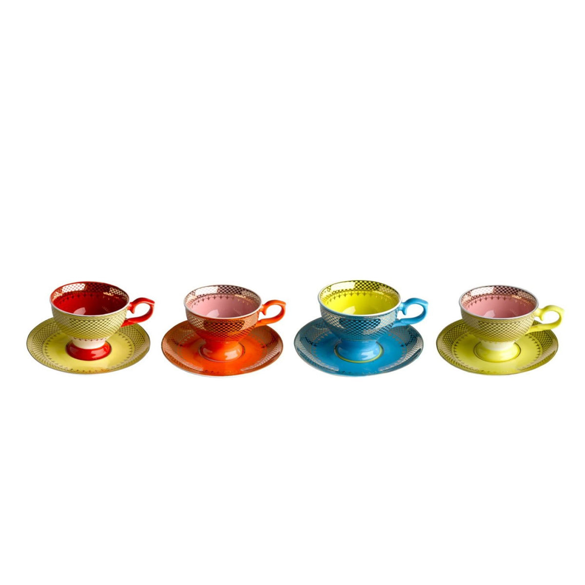 Grandma set of 4 espresso cups and saucers in multicoloured - Polspotten